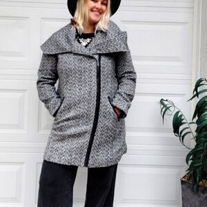 Santa Fe Chic Black and Gray Women's Pea Coat